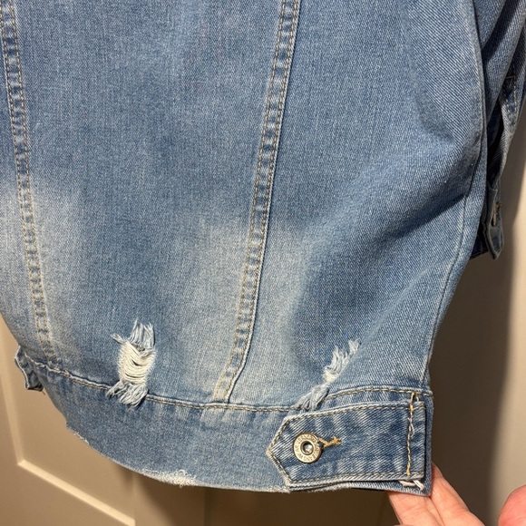 Zafsi Blings Distressed Long Denim Jacket - Picture 7 of 9